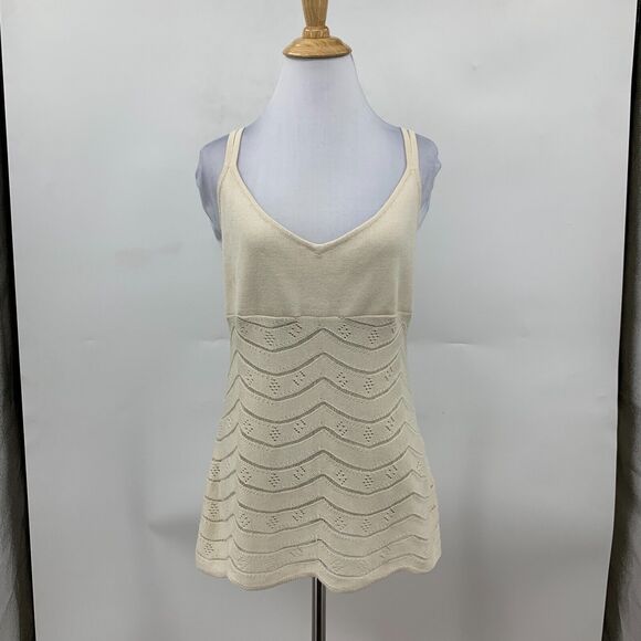 Dorothee Bis Silk Blend Tank Top Womens XL Extra Large Open Stitch Scalloped Hem - Picture 2 of 16